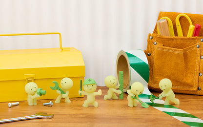 Smiski Construction Series glow-in-the-dark blind box -- 6 types plus secret Smiski in hard hat construction poses, official Dreams Japan kawaii collectible gift
