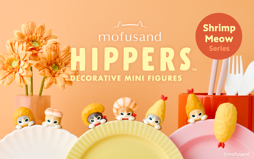 Mofusand HIPPERS Shrimp Meow Series Vol.2 blind box -- self-adhesive mini figures of cats in shrimp costumes, 6 types plus secret, official Dreams Japan kawaii collectible