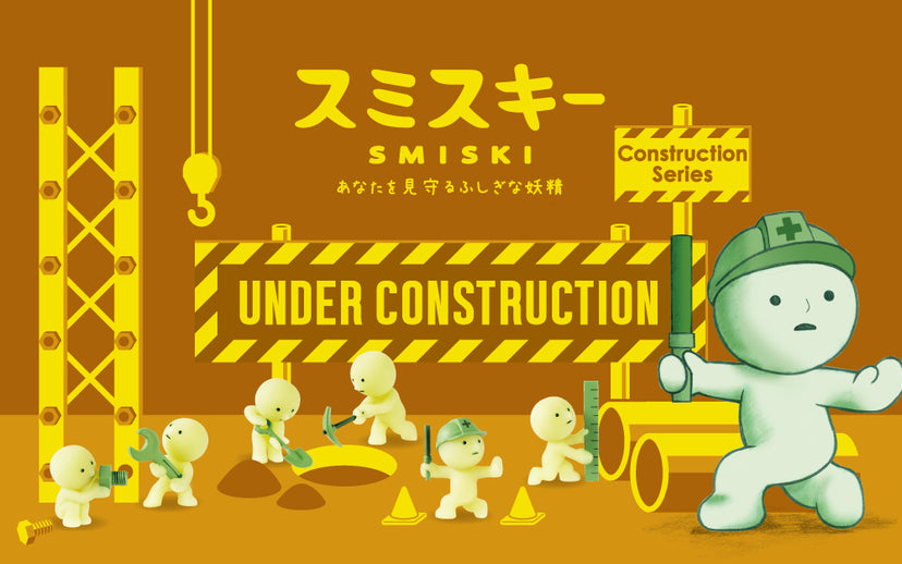 Smiski Construction Series glow-in-the-dark blind box -- 6 types plus secret Smiski in hard hat construction poses, official Dreams Japan kawaii collectible gift