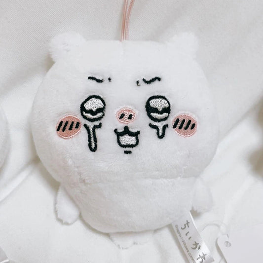 Chiikawa Iroiro Nakigao various crying face mascot plush — white Chiikawa character with expressive crying face and pink cheeks