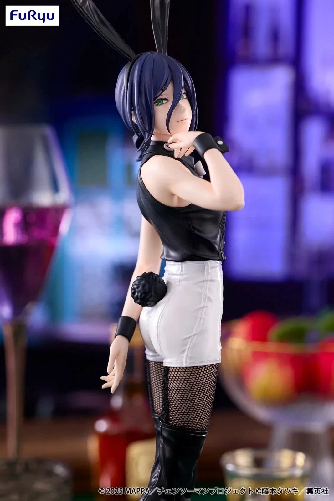 FuRyu BiCute Bunnies Reze figure from Chainsaw Man Reze Arc — 27cm bunny girl with black sleeveless top, white shorts, real fishnet stockings and tall boots