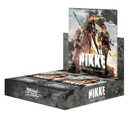 Weiss Schwarz Japanese Edition Goddess of Victory NIKKE booster box — gray box featuring NIKKE characters, official Bushiroad Japanese trading card game