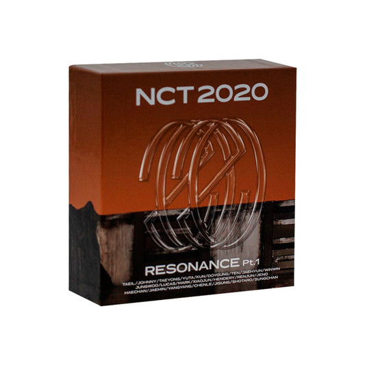 NCT 2020 RESONANCE Pt.1 KiT Album The Future Version showing the deep brown and orange packaging, the Air-KiT device, and the 23-member group concept