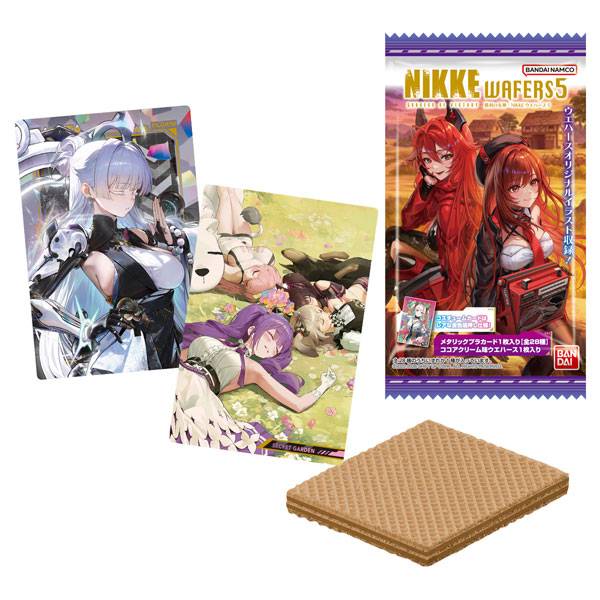 NIKKE Goddess of Victory Metallic Card Wafer Vol.5 1 BOX 20 packs -- 28 metallic card types with cocoa cream wafer, official Bandai Candy collectible